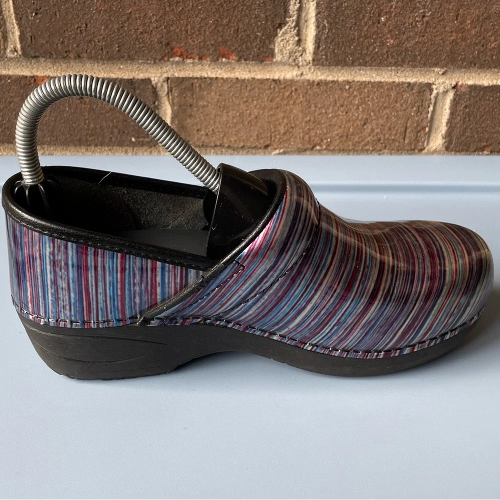 Dansko XP Patent Stripe Rainbow Clogs - Picture 6 of 8